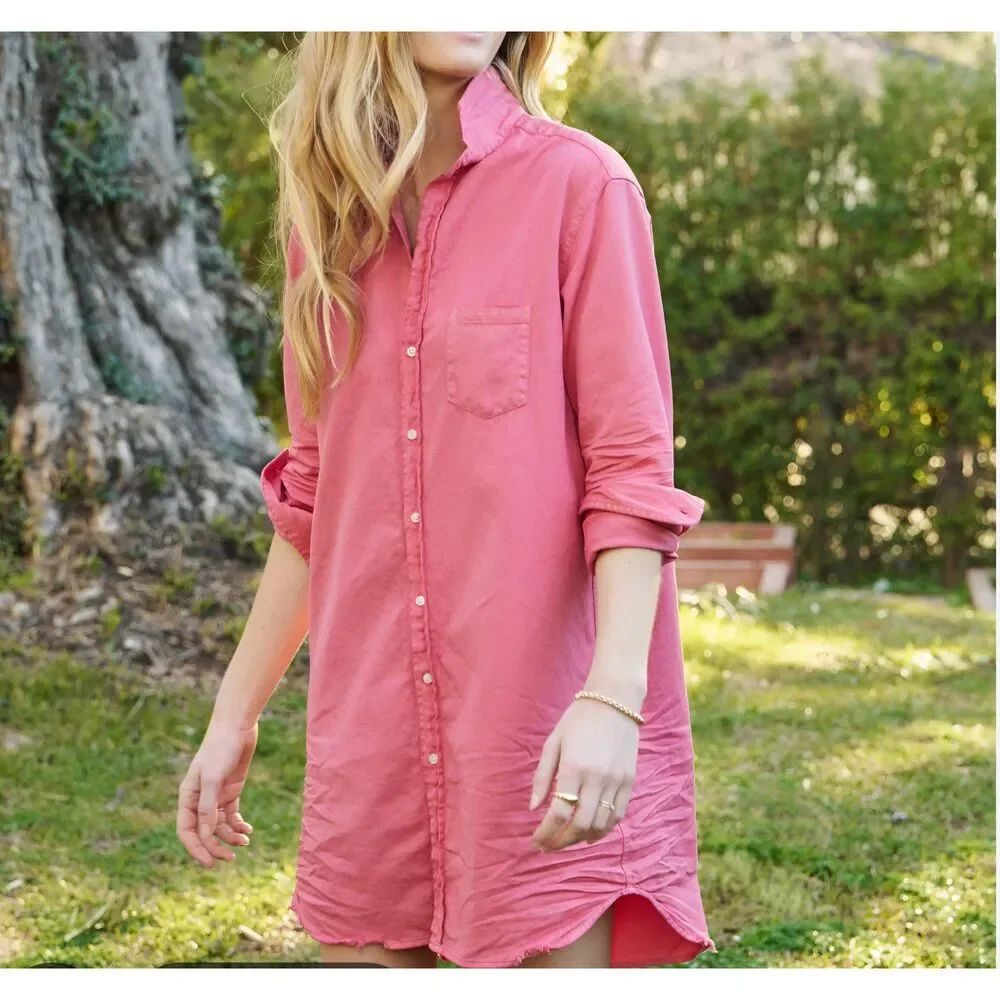 Frank & Eileen Mary Denim Dress in watermelon pink sz Large